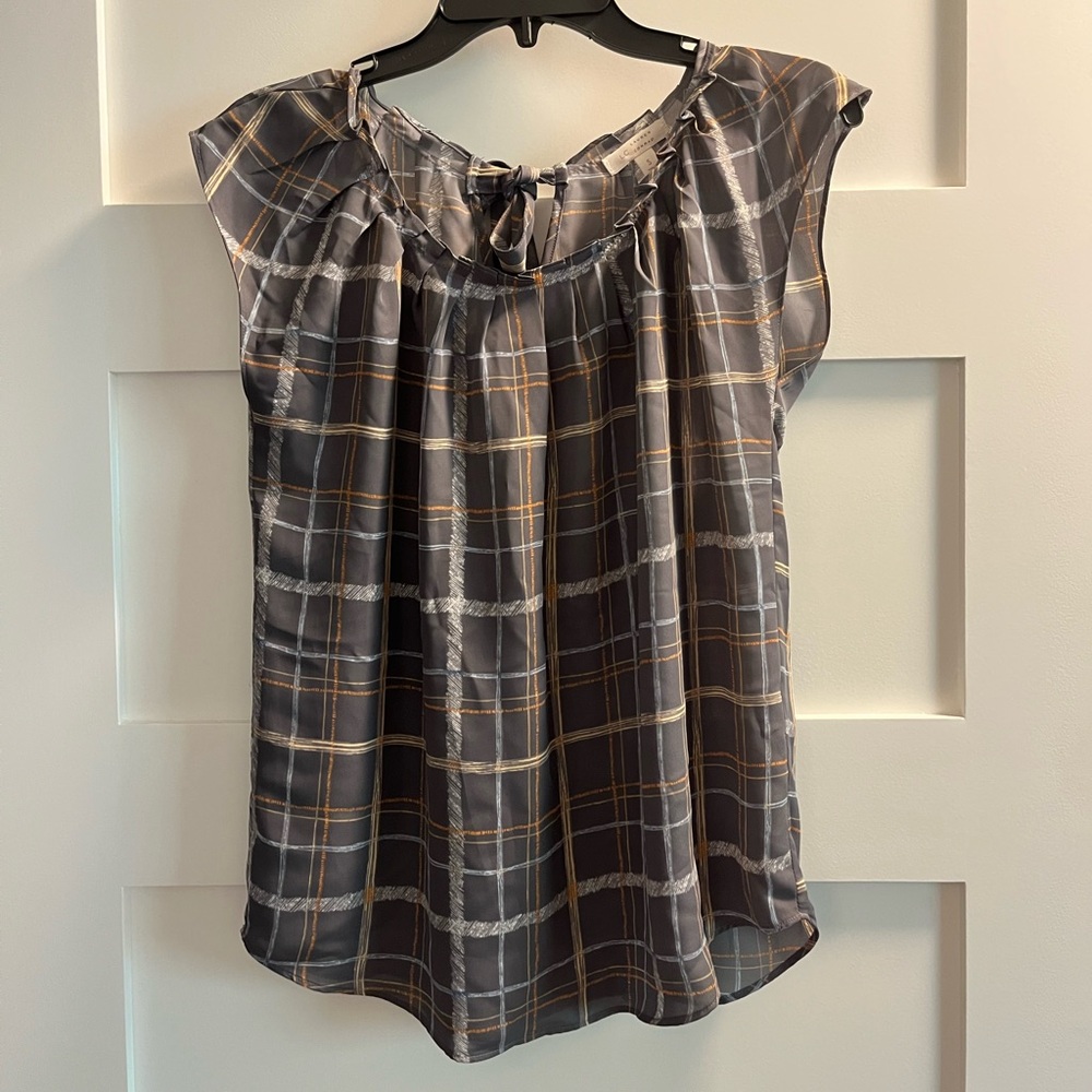 LC Lauren Conrad Plaid Short Sleeve Blouse